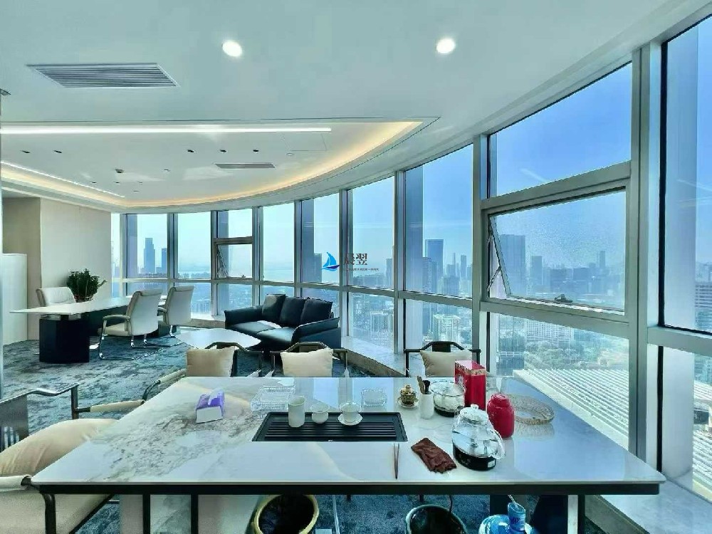 【华润置地大厦728㎡办公室出租】看深圳湾全海景 5+1格局 38工位 西南双面采光